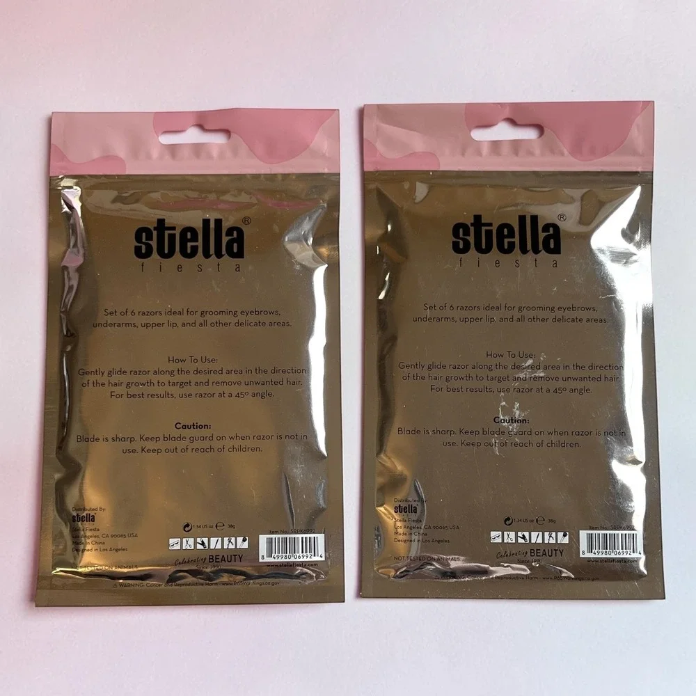 Stella Fiesta Facial Razors Women 2-Pack 12ct Pink New Dermaplaning Tools